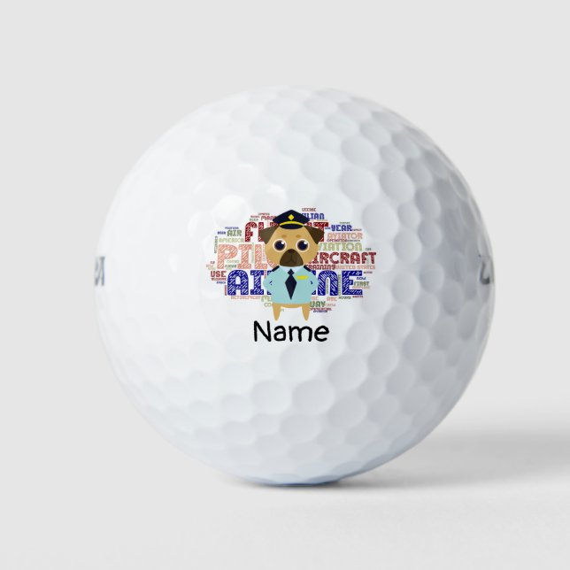 Balles De Golf Art du pilote d'avion Wordcloud (Devant)