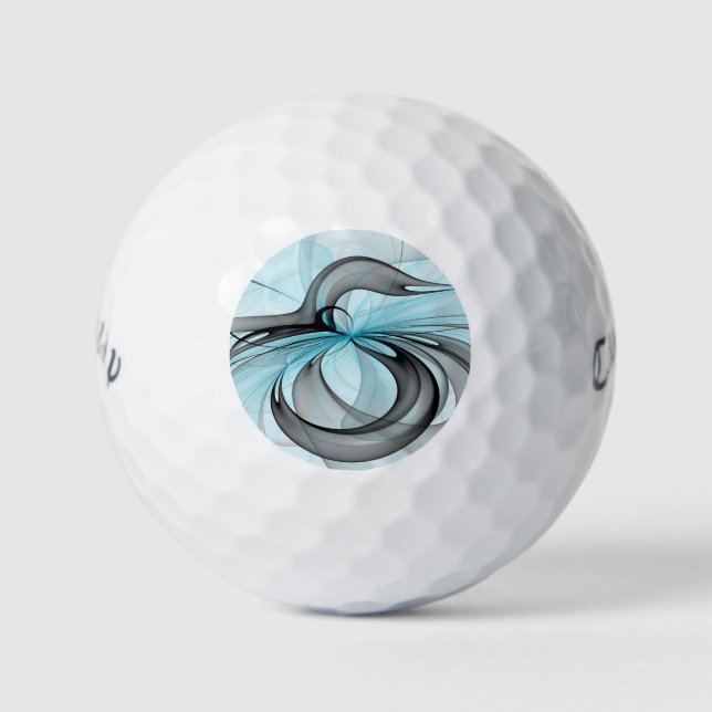 Balles De Golf Art fractal moderne gris anthracite abstrait bleu (Devant)