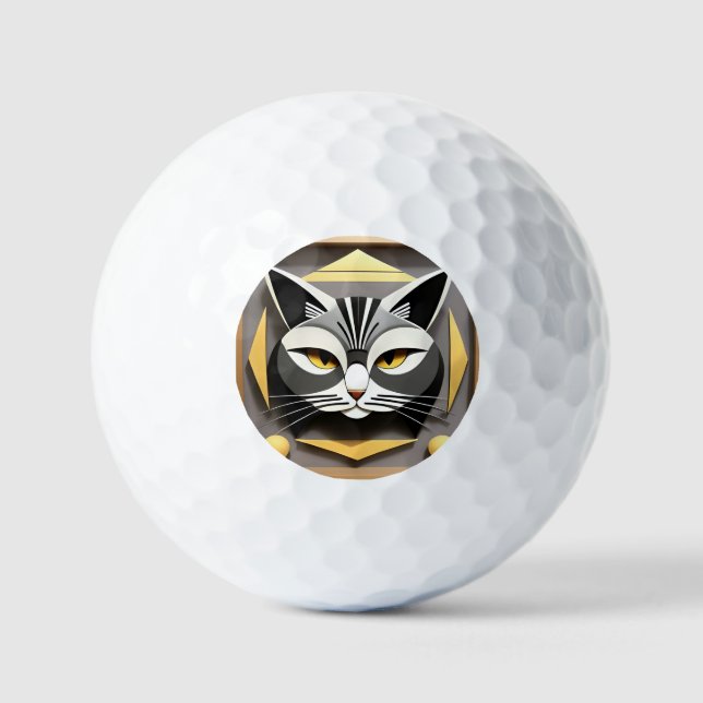 Balles De Golf Art géométrique d'un design abstrait de chat styli (Recto)