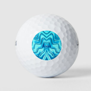 Balles De Golf ARYAN ~ VAGUES Aqua Blue Shades fractal ~ mignon~