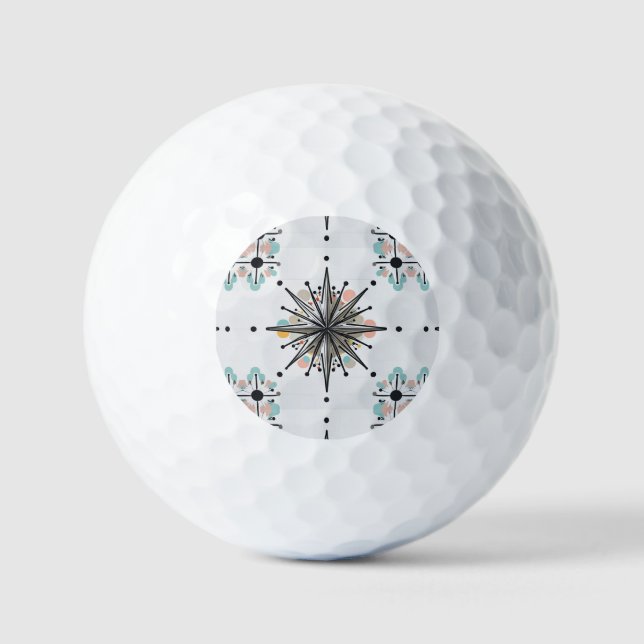 Balles De Golf Atomic Starburst Retro Mid Century Modern (Recto)