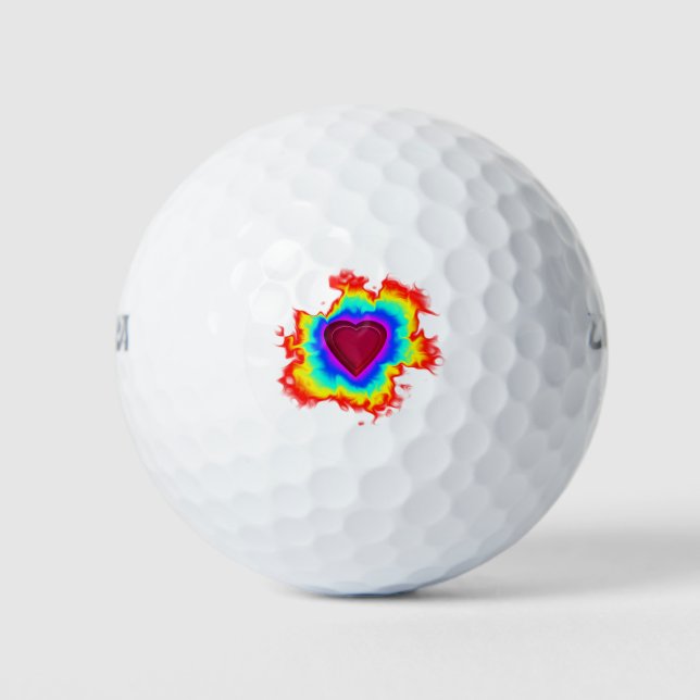 Balles De Golf Aura Psychédélique Double Cœur (Devant)
