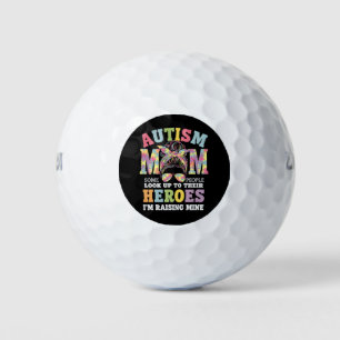 Balles De Golf Autisme Maman Élever Héros Messy Bun Autistique