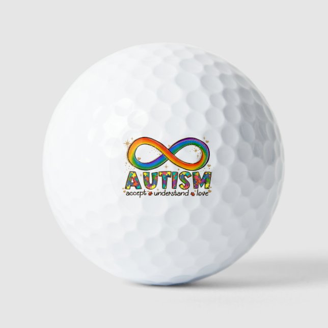 Balles De Golf Autisme Symbole Infini Accepter, Comprendre, Amour (Recto)