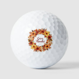 Balles De Golf Automne Thanksgiving Citrouille et fleurs