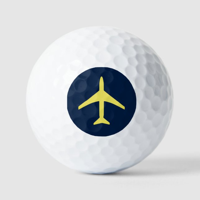 Balles De Golf Avion d'aviation pilote d'avion funky jaune (Recto)
