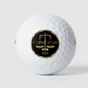 Balles De Golf Avocat à Law, Monogramme - Noir et or