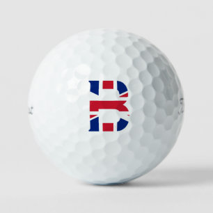 Balles De Golf B Monogramme superposé sur Union Jack Flag tpv1 gb