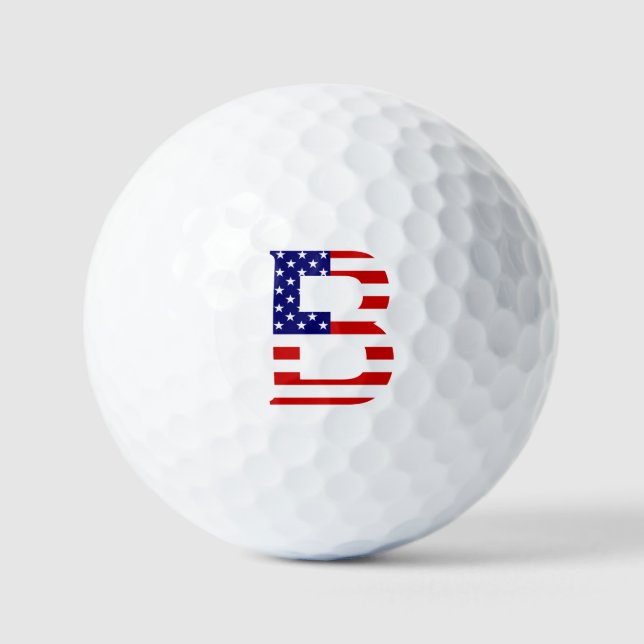 Balles De Golf B Monogramme superposé sur USA Flag va gbcnt (Recto)