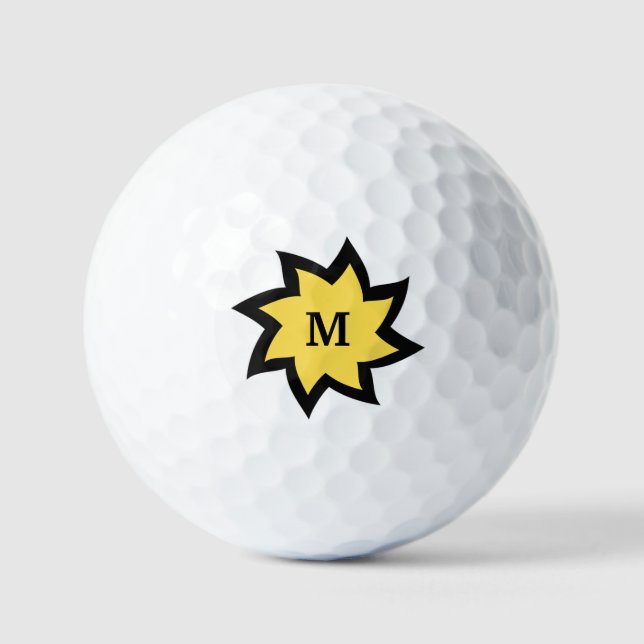 Balles De Golf Bal de golf Yellow and Black Starburst (Recto)