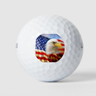 Balles De Golf Bald Eagle et le drapeau américain    