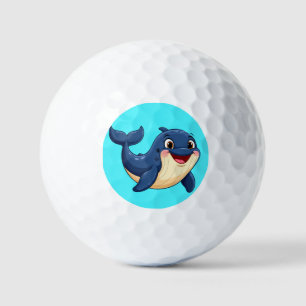 Balles De Golf Baleine de dessin animé joyeuse nageant