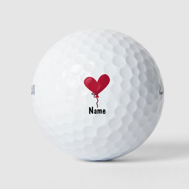 Balles De Golf Ballon d'amour de coeur rouge pour golfeur sur Val (Devant)