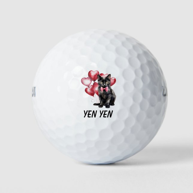 Balles De Golf Ballons de golf en Chat Noir - Parfait pour les am (Devant)
