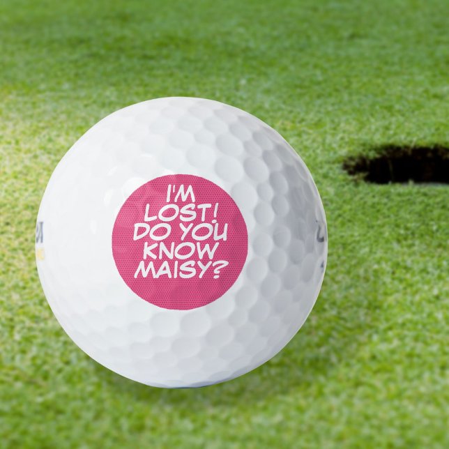 Balles De Golf Bande dessinée de nom personnalisé rose perdue (Créateur téléchargé)