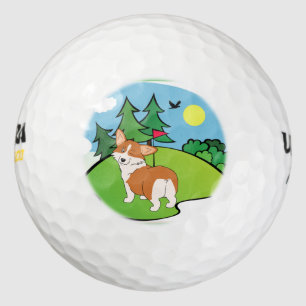 Balles De Golf Bande dessinée jouante au golf de bout de corgi