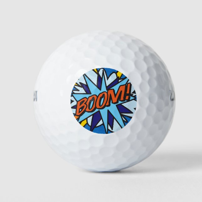 Balles De Golf Bande dessinée Pop Art BOOM Superhero (Devant)