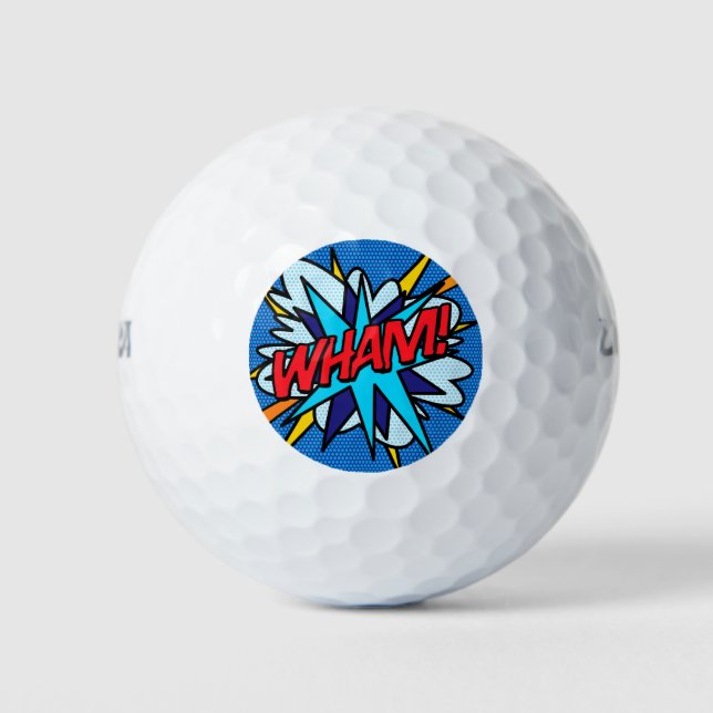 Balles De Golf Bande dessinée Pop Art WHAM Superhero (Devant)