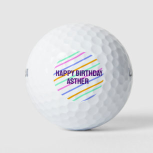 Balles De Golf Bandes colorées joyeux anniversaire ajouter nom ch