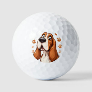 Balles De Golf Basset Hound Joyeux avec Empreintes de Patte Orang