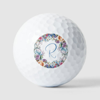 Balles De Golf Beau Floral Monogrammé
