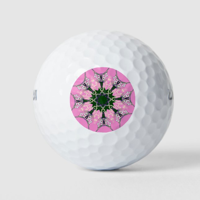 Balles De Golf Beau motif de teinte violet rose bébé monogramme (Devant)