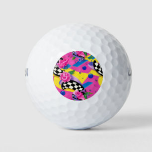 Balles De Golf Beau Motif Surreal Pink et Checkerboard