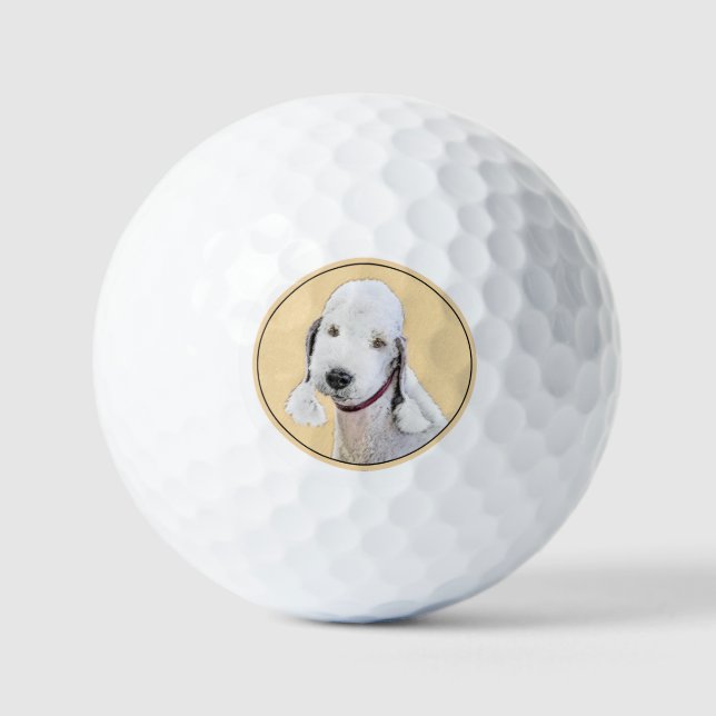 Balles De Golf Bedlington Terrier Peinture - Art Chien original (Recto)