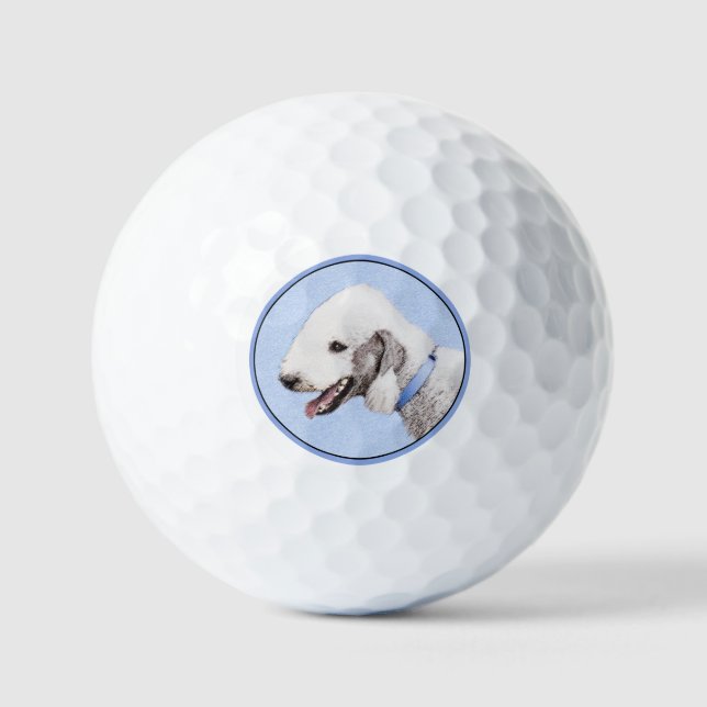 Balles De Golf Bedlington Terrier Peinture - Art Chien original (Recto)
