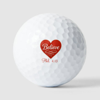 Balles De Golf Believe red and white heart