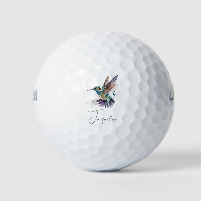 Balles De Golf Belle Aquarelle personnalisée Colibri (Devant)