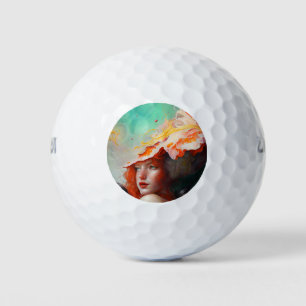 Balles De Golf Belle artiste Abstraite Red Haired Ginger Girl