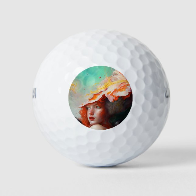 Balles De Golf Belle artiste Abstraite Red Haired Ginger Girl (Devant)