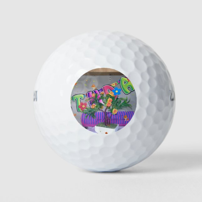 Balles De Golf Belle couleur Art d'anniversaire Imprimer (Devant)