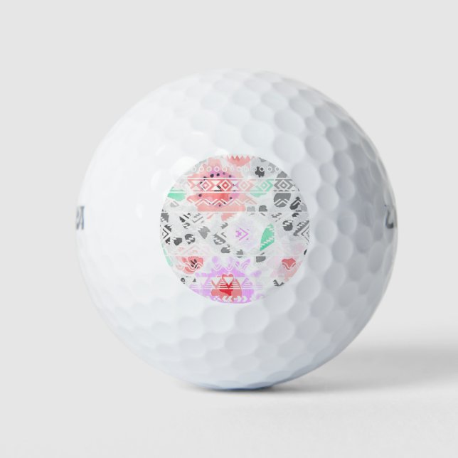 Balles De Golf Belle couleur pastel floral aztec (Devant)