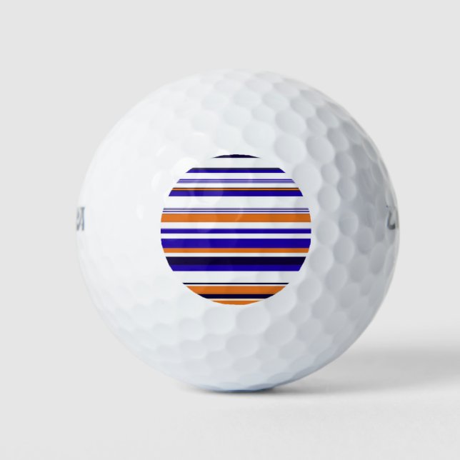 Balles De Golf Belles rayures bleues orange (Devant)