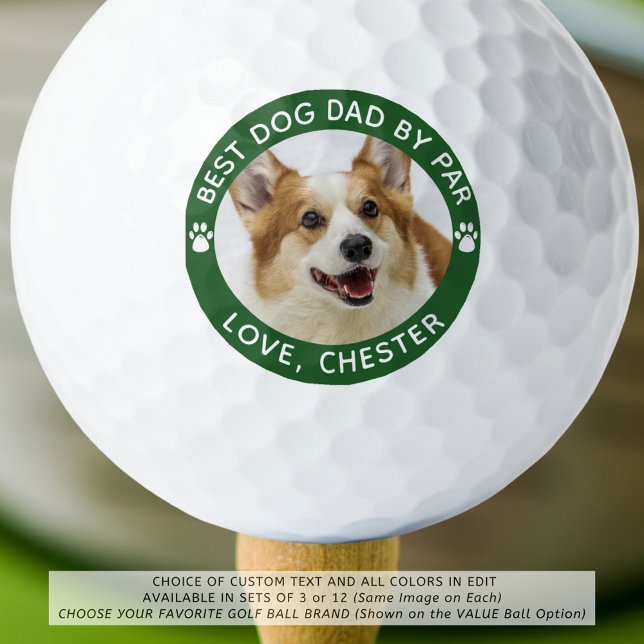 Balles De Golf BEST CHIEN DAD BY PAR PAR Empreinte de patte Photo (Créateur téléchargé)