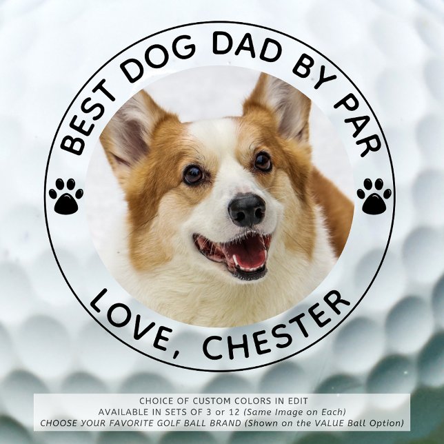 Balles De Golf BEST CHIEN PAPA PAR PAR Empreinte de patte Photo (Créateur téléchargé)