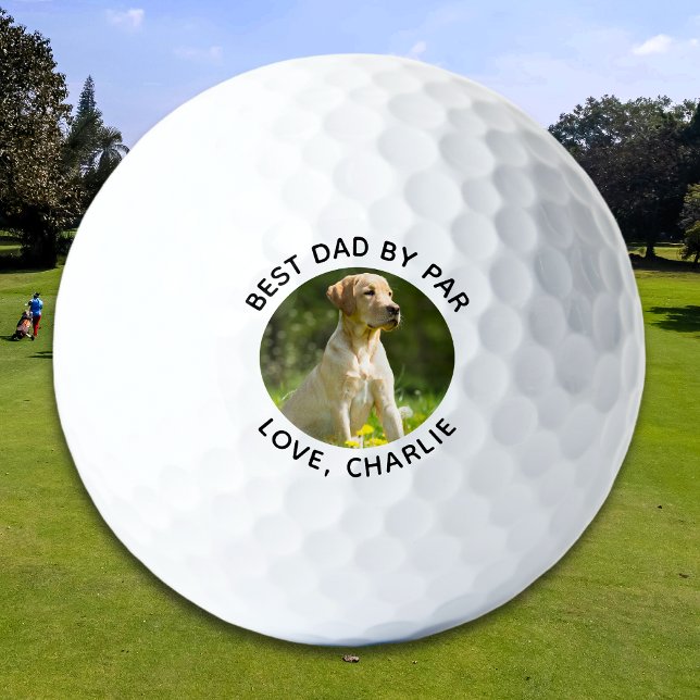 Balles De Golf Best Dad By Par Custom Photo Text (Créateur téléchargé)