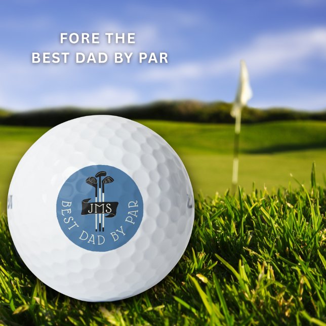 Balles De Golf Best Dad By Par Monogrammed Golf Clubs Custom (Modern, stylish gift for golf dads. Add initials or a monogram.)