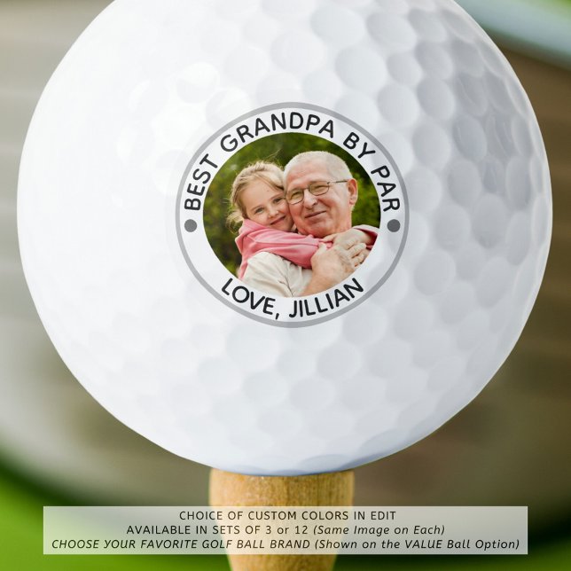 Balles De Golf BEST GRANDPA BY PAR Photo personnalisée (Créateur téléchargé)