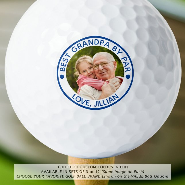 Balles De Golf BEST GRANDPA PAR PAR Photo Bleu Personnalisé (Créateur téléchargé)
