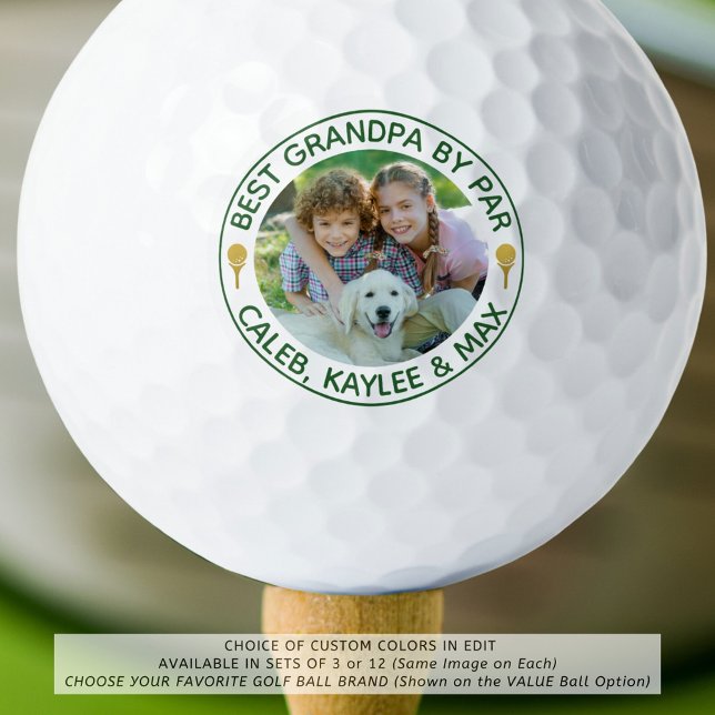Balles De Golf BEST GRANDPA PAR PAR Photo Golfer Green (Créateur téléchargé)