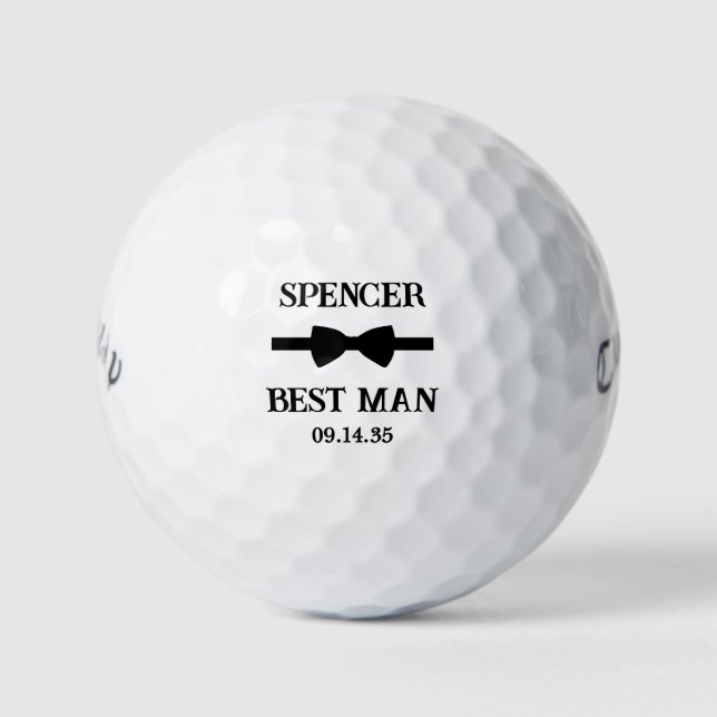 Balles De Golf Best Man Black Bow Tie (Devant)