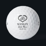 Balles De Golf Best Man Black Wedding Rings<br><div class="desc">These golf balls are a great favor for the best man in your wedding party. They feature a pair of wedding rings inside a heart in black. With a first name in a traditional CAP font and the words best man in a coordinating script font also in black they're perfect...</div>