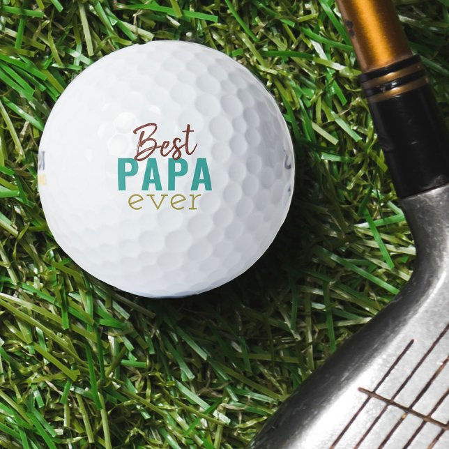 Balles De Golf Best Papa Ever Rouille Turquoise et Typographie Or (Créateur téléchargé)