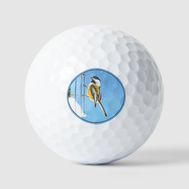 Balles De Golf Bickadee sur la peinture d'alimentation - Oiseaux  (Recto)