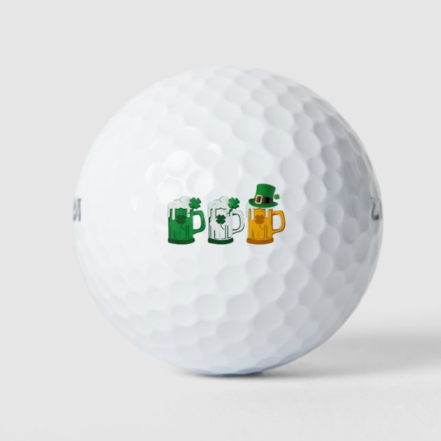 Balles De Golf Bière Irlandaise Drapeau Irlande St Patrick Leprec (Devant)