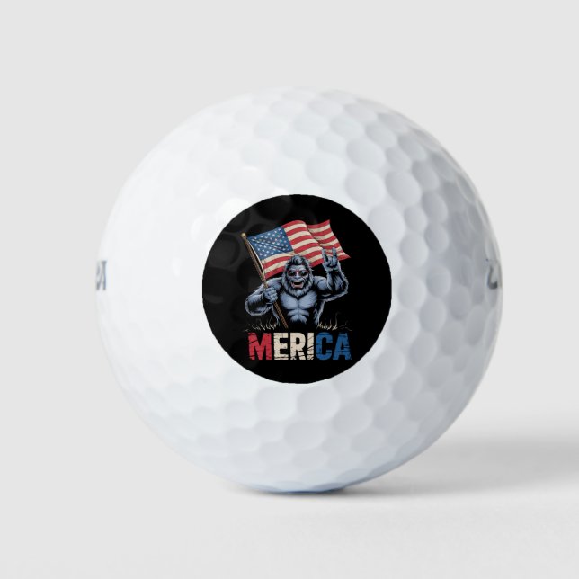 Balles De Golf Bigfoot Merica Rock drapeau américain patriotique (Devant)