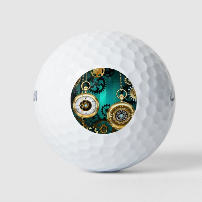 Balles De Golf Bijou Steampunk Montre sur un Fond Vert (Devant)